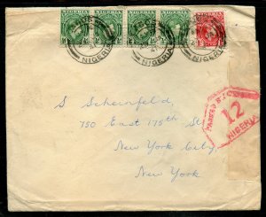 Nigeria WWII 1941 Censored Cover to New York