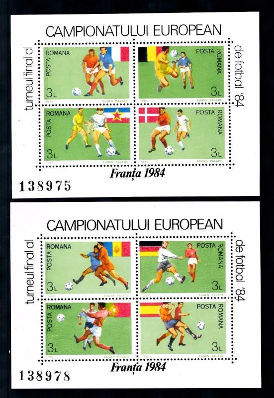 [46568] Romania 1984 European Cup Soccer Football France MNH 2 Sheets