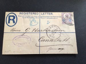 Great Britain 1892 registered to Germany  postal cover Ref 62612