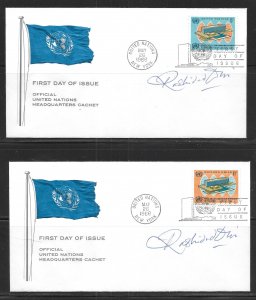 United Nations NY 156-57 WHO Headquarter Headquarters FDC Signed by Designer