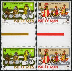 Isle of Man 252-253 gutter pairs, MNH. Christmas. Shepherds, Three Kings, 1983