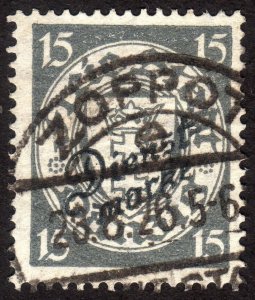 1924, Danzig 15pf, Used, Sc O44, Mi D43b