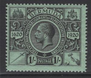 BERMUDA SG73 1921 1/= BLACK/GREEN MTD MINT