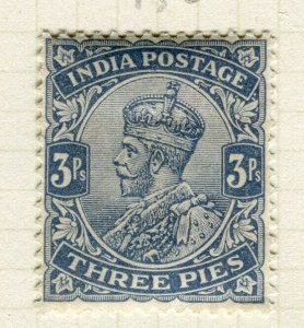 INDIA; 1911-22 early GV issue fine Mint hinged Shade of 3p. value