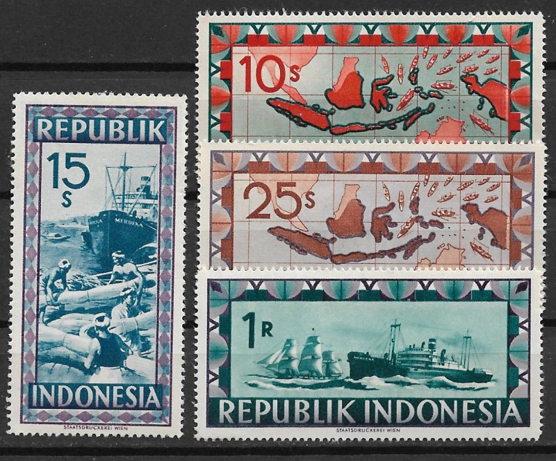 1948 Indonesia 54-6, 58 Failure of Dutch Blockade partial set of 4 MH