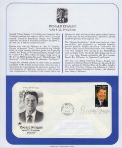 2005 Ronald Reagan actor President Sc 3897 FDC with PCS cachet on info page