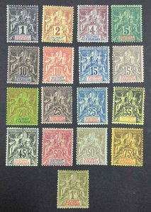 MOMEN: FRENCH ANJOUAN SC #1-11,13,15-19 1892-1907 MINT OG H/1NH(1fr) LOT #63148