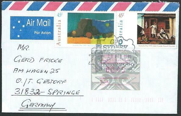 AUSTRALIA 1995 cover to Germany - nice franking - Sydney Pictorial pmk.....14704