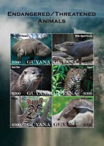 Guyana 2020 - Endangered Animals - Sheet of 6 Stamps - Scott #4647 - MNH