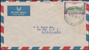 COOK ISLANDS 1950 commercial cover Rarotonga to NZ.........................B2827