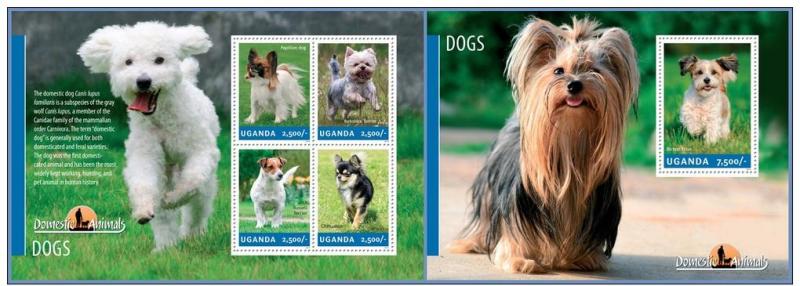 UGANDA 2014 2 SHEETS ugn14203ab DOGS CHIENS