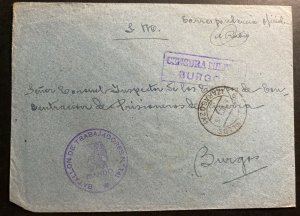 1938 Workers Battalion 141 Spain Cover to Concentration KZ Camp Inspector Burgos