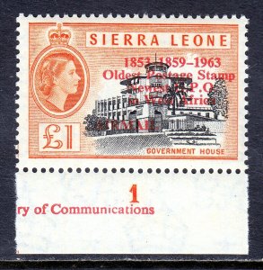 SIERRA LEONE — SCOTT C13 — 1963 £1 OLDEST STAMP AIRMAIL OVPT. — MNH — SCV $30