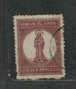 Virgin Islands Sc#5 Var. Used/F, Thin Paper Variety, Cv. $65