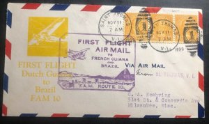 1930 St Thomas VI USA First Flight Airmail Cover FFC To Cayenne French Guiana