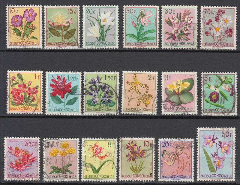 Belgian Congo - 1952/1953  Flowers  stamp lot (9461)