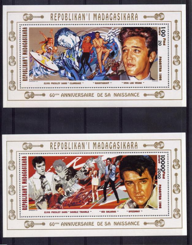 Madagascar 95 Elvis Presley 3 S/S Perf.Sc1292-4 MNH VF 