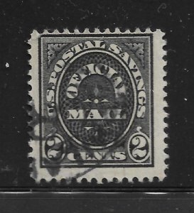 US Stamps: #O121; 2c 1910 Official (Postal Savings) Mail Issue, DL Wmk; Used