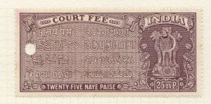 Cinderella Poster Revenue Stamp India Court Fee 25 nP MH -K