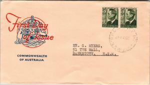 Australia 1950s 3d KGVI Issue FDC - Z12716