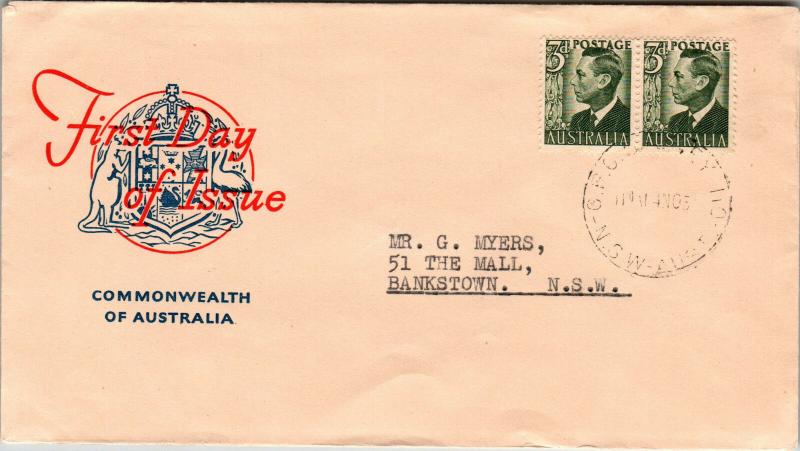 Australia 1950s 3d KGVI Issue FDC - Z12716