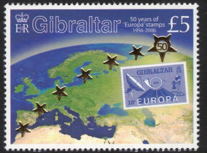 GIBRALTAR 2005 £5 Europa Stamps Anniversary; Scott 1026, SG 1143; MNH