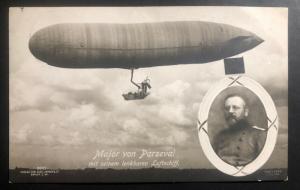 1909 Frankfurt Germany RPPC Postcard Cover  Balloon Airship Fair Parseval Major
