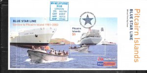 Pitcairn Islands #571  Blue Star Line S/S on cover  (FDC)  CV $11.00