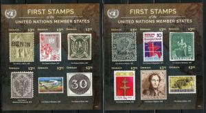 GRENADA 2016 FIRST STAMPS OF THE UNITED NATIONS MEMBER STATES SET OF 8   SHEETS