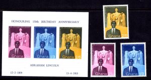 Ghana #39-41 & 41a  MNH Abraham Lincoln complete set