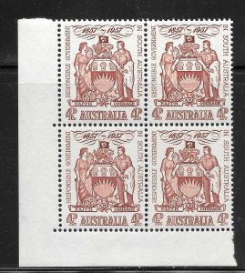 Australia Scott 304 MNHOG Block of 4 - 1957 South Australia Coat of Arms