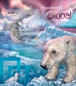 GUINE BISSAU 2012 SHEET GLOBAL WARMING POLAR BEARS BIRDS OWLS gb12416b