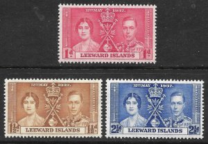 Doyle's_Stamps: MNH Leeward Islands 1937 Coronation Set, #100** to #102**