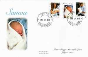 Samoa 2013 FDC Royal Baby 3v Set Cover Birth Prince George William Kate