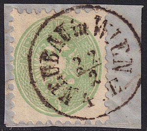 Austria - 1864 - Scott #23 - used on piece - NEUBAU in WIEN pmk