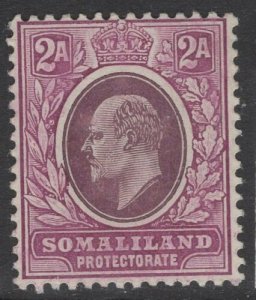 SOMALILAND SG47a 1909 2a DULL & BRIGHT PURPLE CHALKY PAPER MTD MINT 