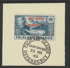 FALKLAND DEPS - SOUTH GEORGIA 1944  1s on piece with MADAME JOSEPH  POSTMARK