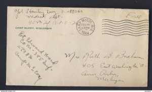 USA MILITARY 1944 FEB 15 CAMP McCOY WIS > ANN ARBOR, MICHIGAN - COVER