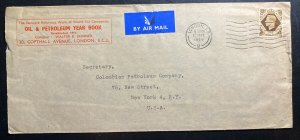 1949 London England Airmail Oil & Petroleum Commercial Cover To New York USA