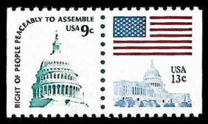 PCBstamps     US #1590A/1623B Bk Sgls 22(9+13c)Capital & Flag, (10x9.75) MNH