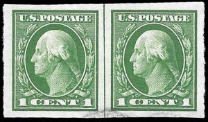 1912 US SC # 408 XF SUPERB  LINE PAIR H USED NH ng MACH. CANCEL - VERY SOUND -