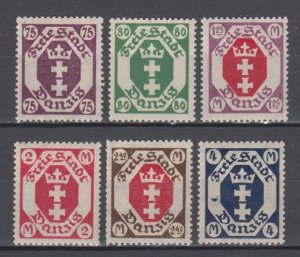 1922 Danzig German Occupation  Full Set Michel 93/98  MNH/MH (3 stamps MNH)