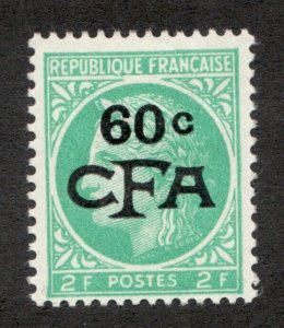 1949 France-Reunion Sc# 271 - 60 ¢ on 2 F CFA - MH postage stamp Cv$8