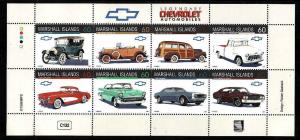 Marshall Is.-Sc#667-unused NH sheet-Cars-Chevrolet Automobiles-1998-