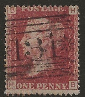 GB 33 1864 one penny pl114 fine used