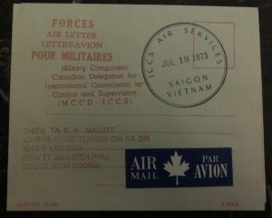 1973 Canada Military Component In Saigon Vietnam Air Letter ICCS Cover