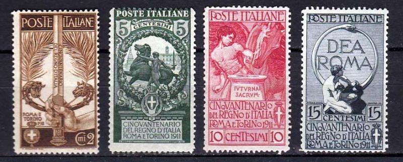 1911 - ITALY - 50th. Union of Italian States - Sc #119-122, MH*