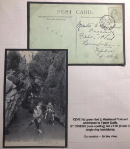 1909 St Owens Channel Island England Picture Postcard Cover Jersey Grot Passage