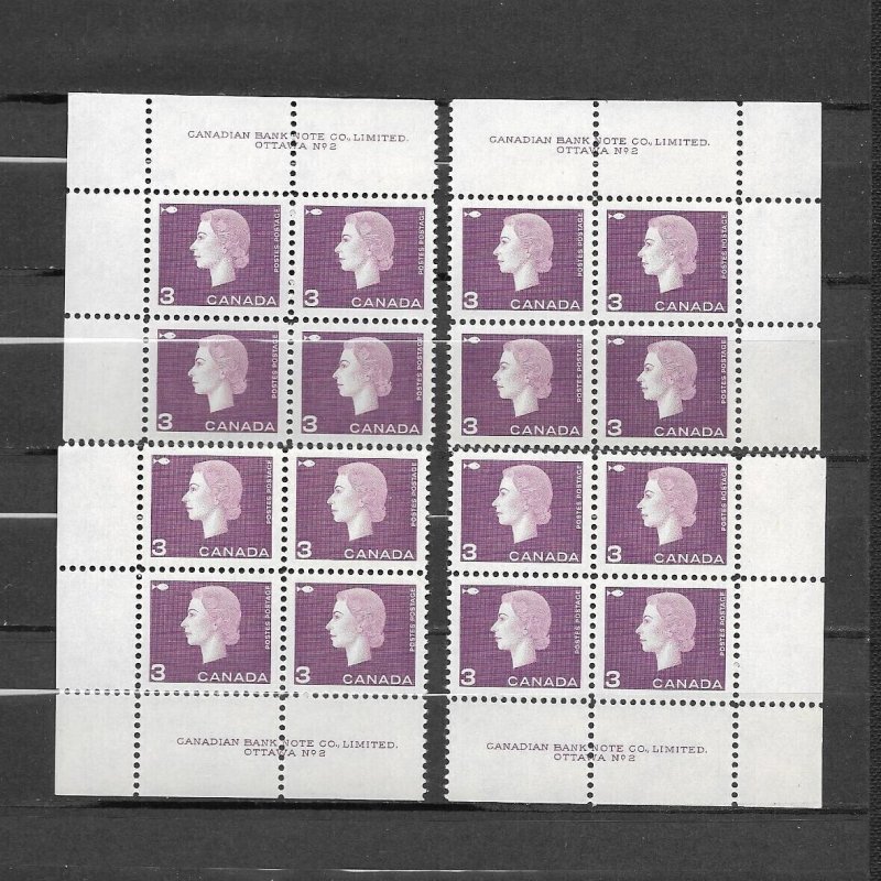 CANADA-1963 Sc#403, PL:2, MNH, MATCHED SET, QUEEN ELIZABETH II CAMEO ISSUE VFF