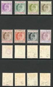 Cyprus 1902 SG50/59 (no 1 or 2pi) wmk Crown CA M/M Cat 587 as single stamps